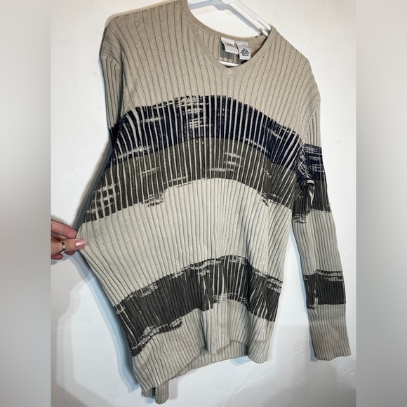 Armani Exchange A/X Striped Fitted V Neck Sweater XL - Picture 3 of 3